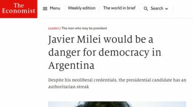 La revista británica The Economist aseguró que Milei es “un riesgo para la democracia argentina”