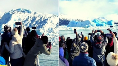 Turistas filmaron la rotación de un iceberg en el Calafate