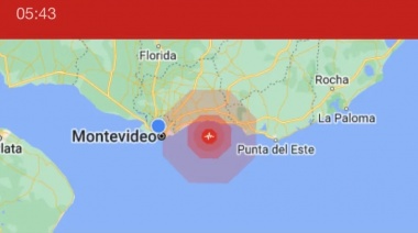 Se registró un temblor de 4,0 de magnitud sobre el mar de Uruguay