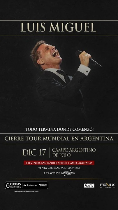 Luis Miguel vuelve a Argentina.