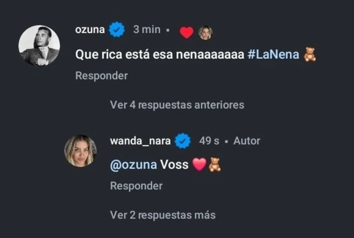Ozuna y Wanda en redes sociales.
