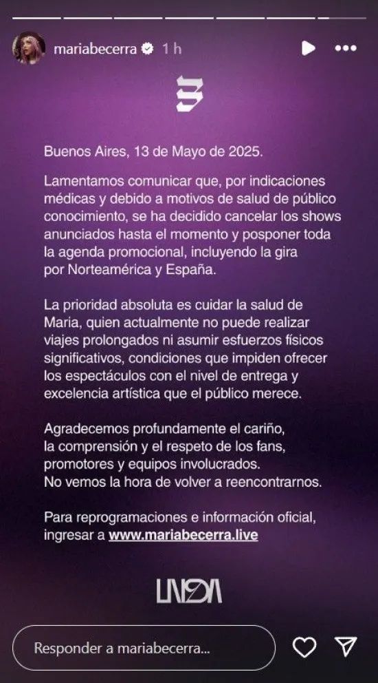 Maria Becerra en redes sociales.