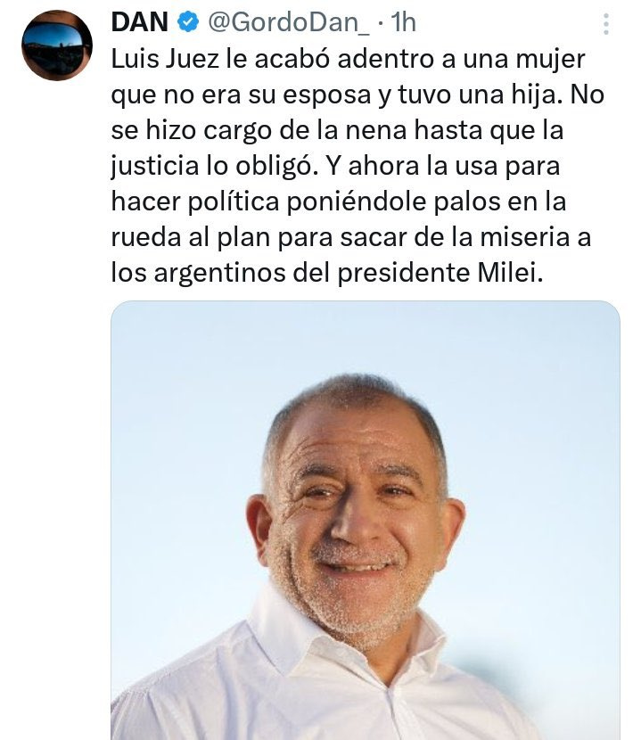 Tweet del Gordo Dan sobre Luiz Juez.