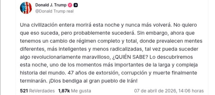 Amenzas de Trump a través de sus redes sociales.