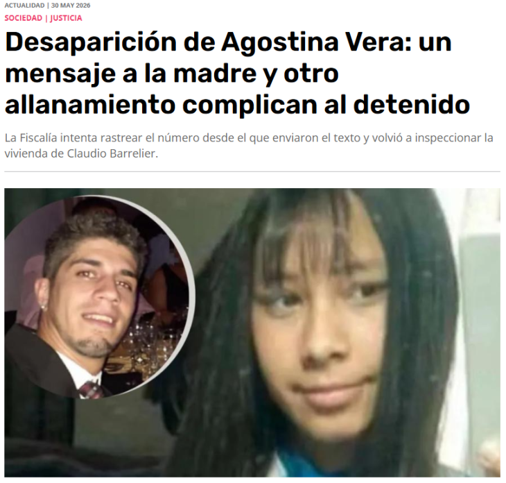 Desaparición de Agostina Vega