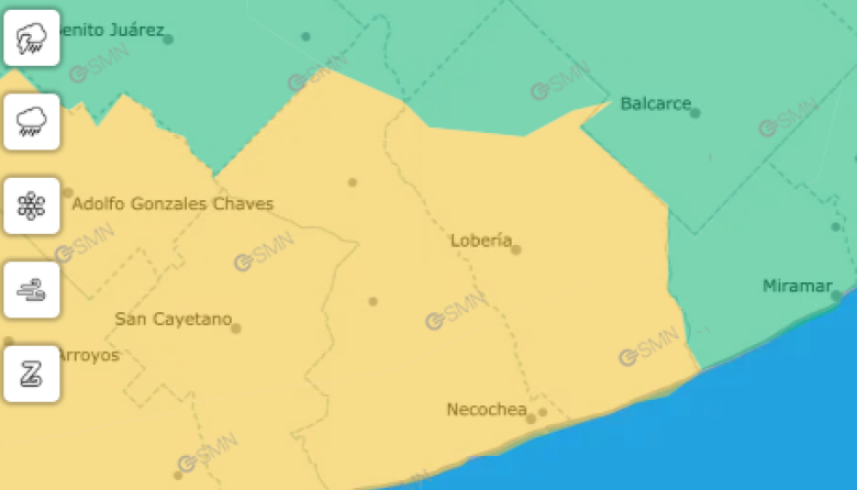 Sábado de tormentas fuertes, granizo y ráfagas en Necochea y la región