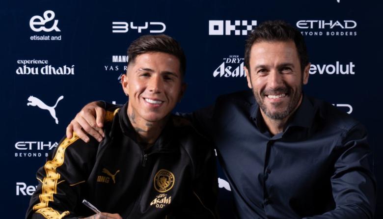 Enzo Fernández fue presentado en el Manchester City en una transferencia récord de 146 millones de euros