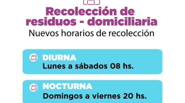 Entra en vigencia el horario de invierno para el servicio de recolección de residuos